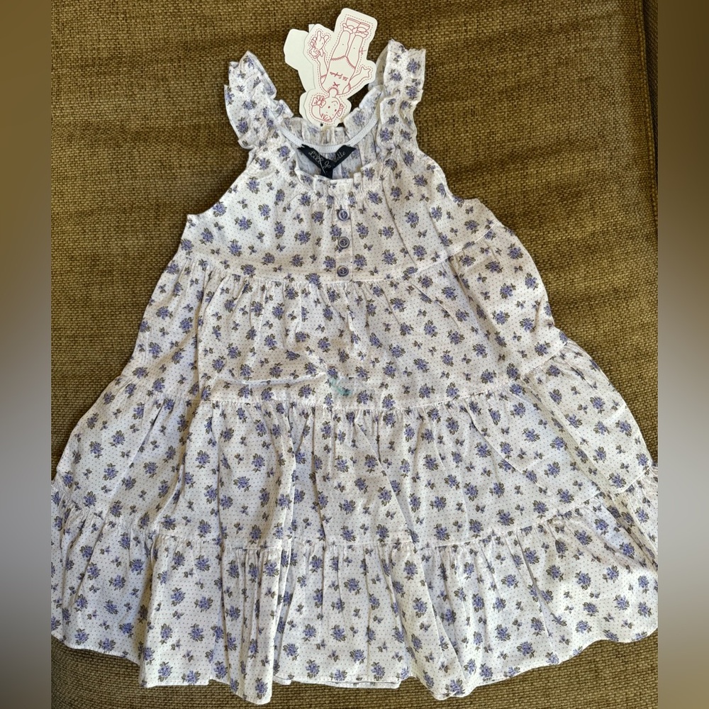 Lili Gaufrette Floral Sleeveless Dress with Ruffle Straps, size 4T. New